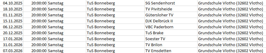 Heimspiele 1 Herren Verbandsliga